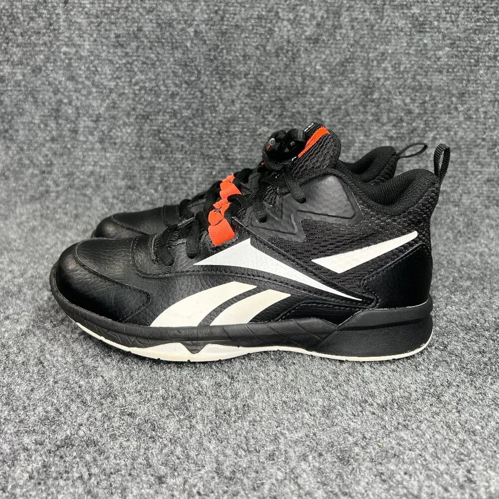Reebok More Buckets Basketball Shoes Boy's 1.5 Black‎ Leather Athletic Sneakers